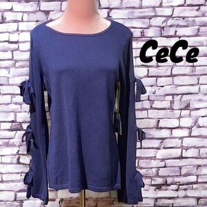 CECE NWT WOMENS LONG SLEEVE SWEATER MIDNIGHT BLOOM BLUE WOMENS SMALL